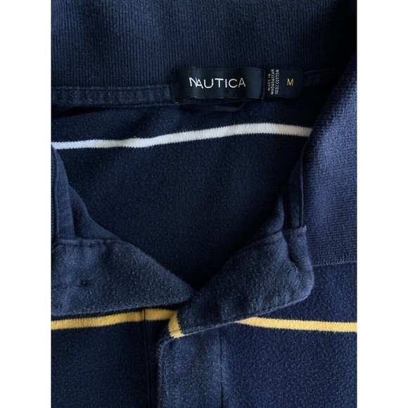 Nautica Men’s Size M Stripe Polo Shirt Golf Casual Short Sleeve - Picture 3 of 5